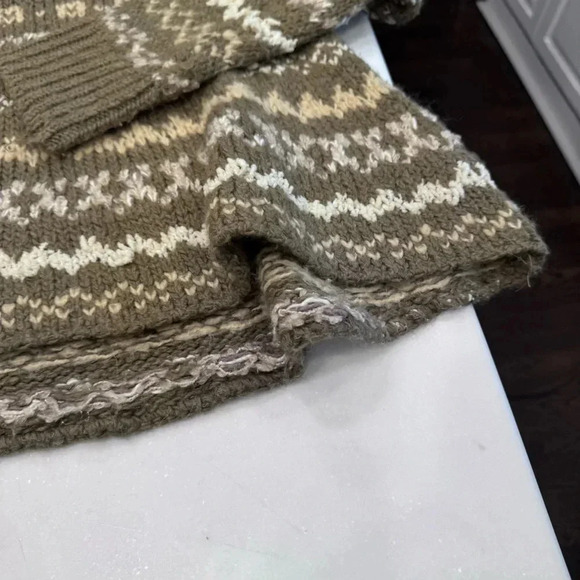 Free People Through the Storm Fair Isle Knit Sweater Sz M Taupe - Picture 7 of 10
